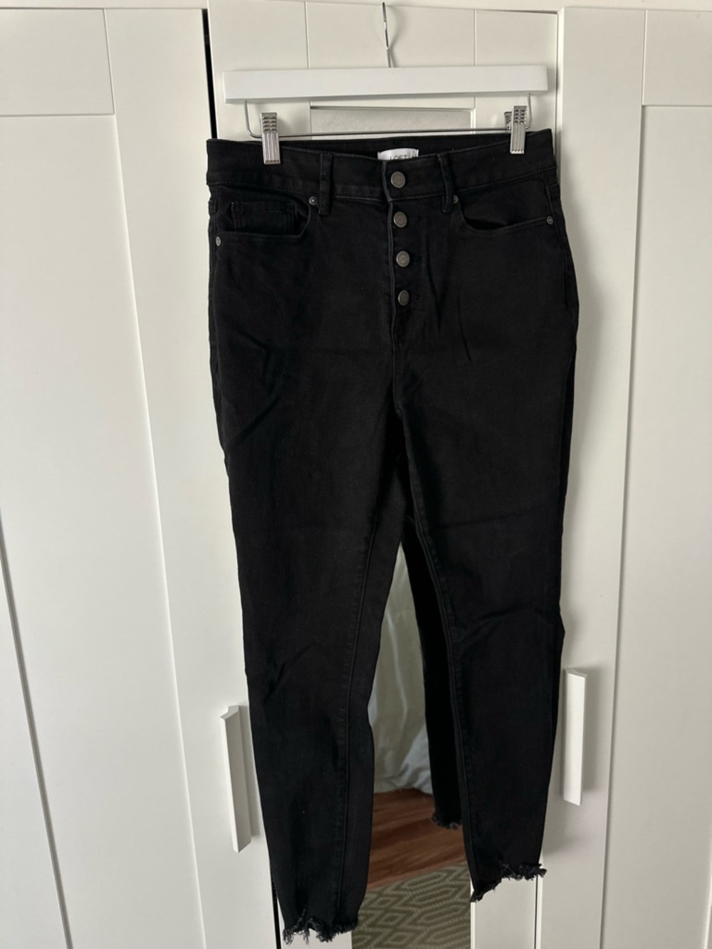 LOFT Black High-Rise Button-Fly Jeans